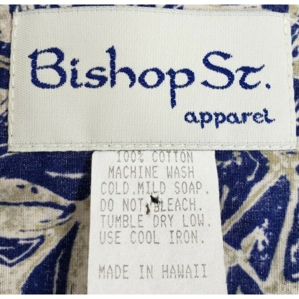 Vintage 60s Bishop St Hawaiian Aloha Shirt Men's Matching Pocket Coconut Button - Picture 10 of 10